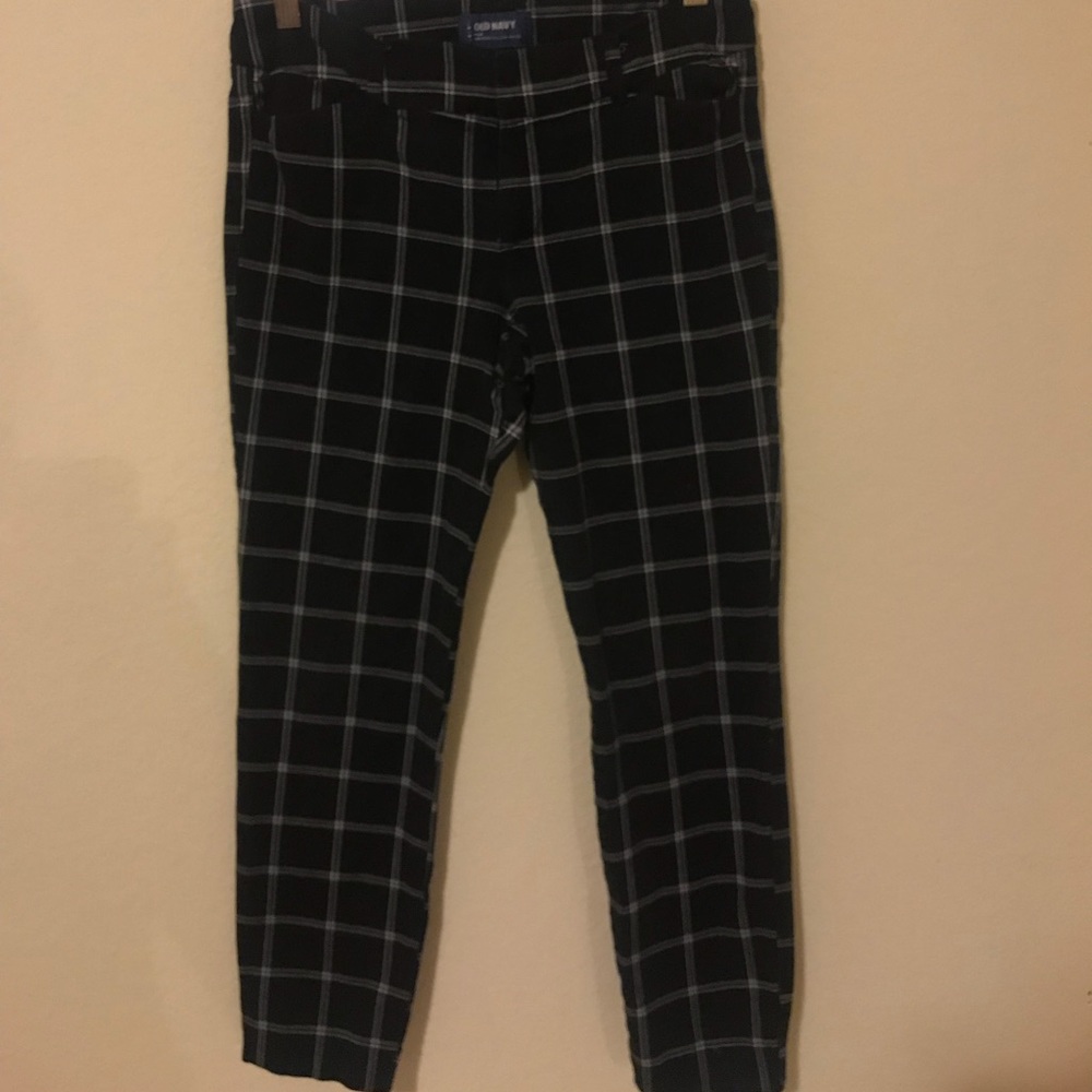 plaid black and white pants